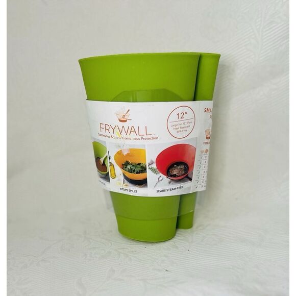 NEW Frywall 10" Pan Cooking Grease Splatter Guard Silicone Protector Green - Picture 1 of 7